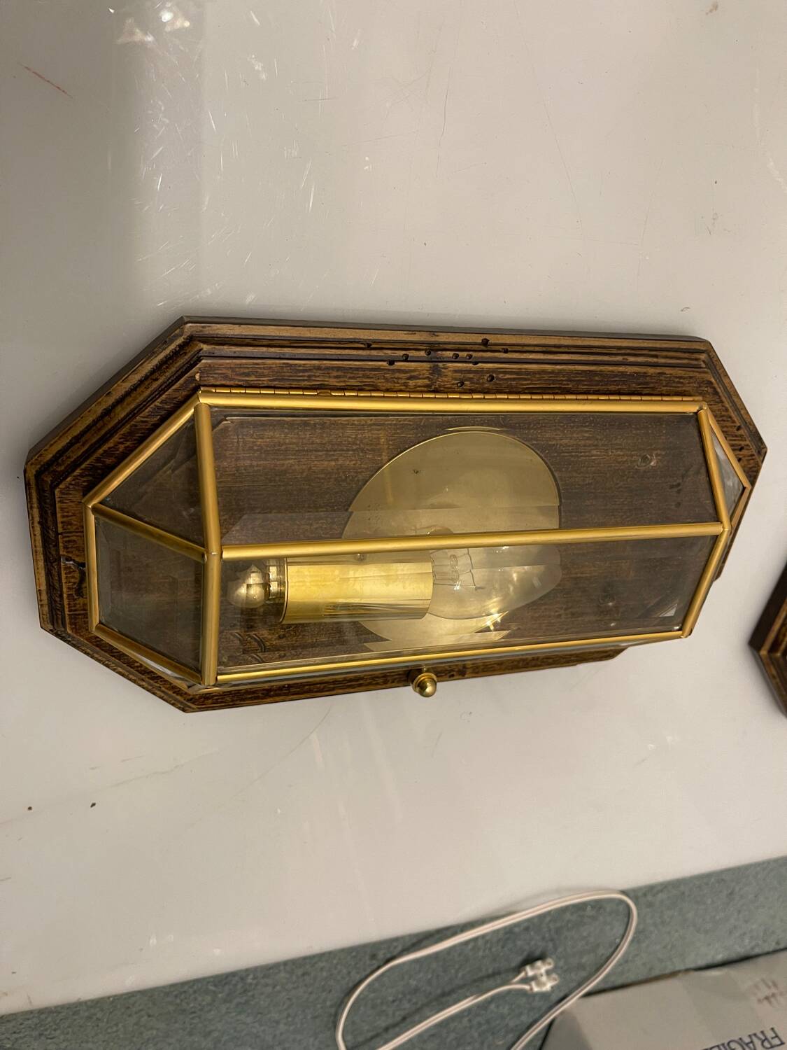 Wooden Brass Sconces Set of 2