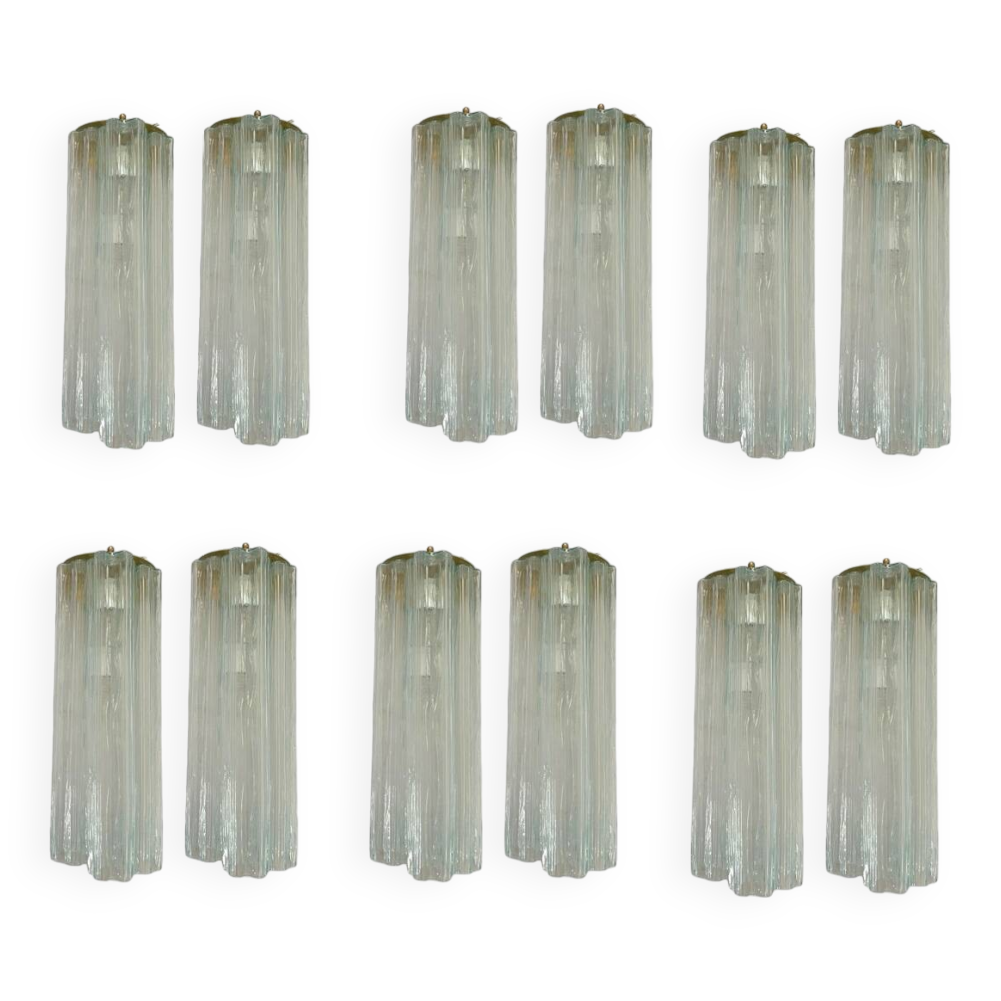 Large Murano Glass Tronchi Sconces Set of 6