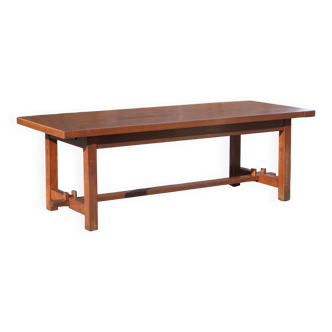 Farm table with extensions and its 2 benches, living room table, solid wood table, kitchen, chalet, ca