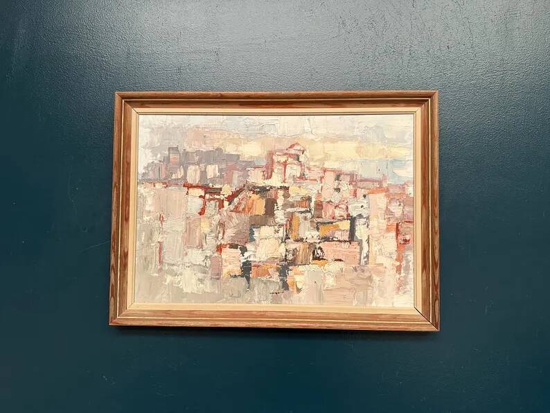 Original Swedish Oil on Panel – “Composition” by Gösta Calmayer – Signed – Dated 1961 – Vintage & Framed – 62 × 45 cm (24.4" × 17.7")