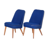 Set of 2 blue mid century armchairs, made in 1950