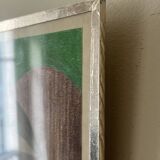 Vintage pastel cubist still life painting under glass and signed from 1967.