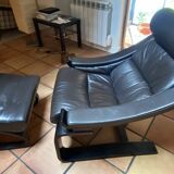 Pair of armchairs and their ottomans by ake fribytter for nelo sweden 1970