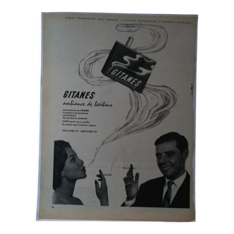 Publicité papier thème la cigarette, Gitanes  issue d'une revue d'époque