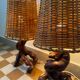 60s vine and rattan lamps (X2)