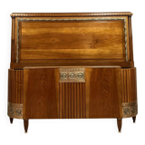Art Deco period basket bed in walnut and chiseled bronze circa 1920