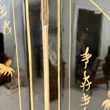 Chinoiserie and Black Lacquer Four-Panel Folding Screen Room Divider, 1930s