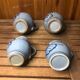 Set of 4 blue ceramic pitchers 25 & 50cl vintage