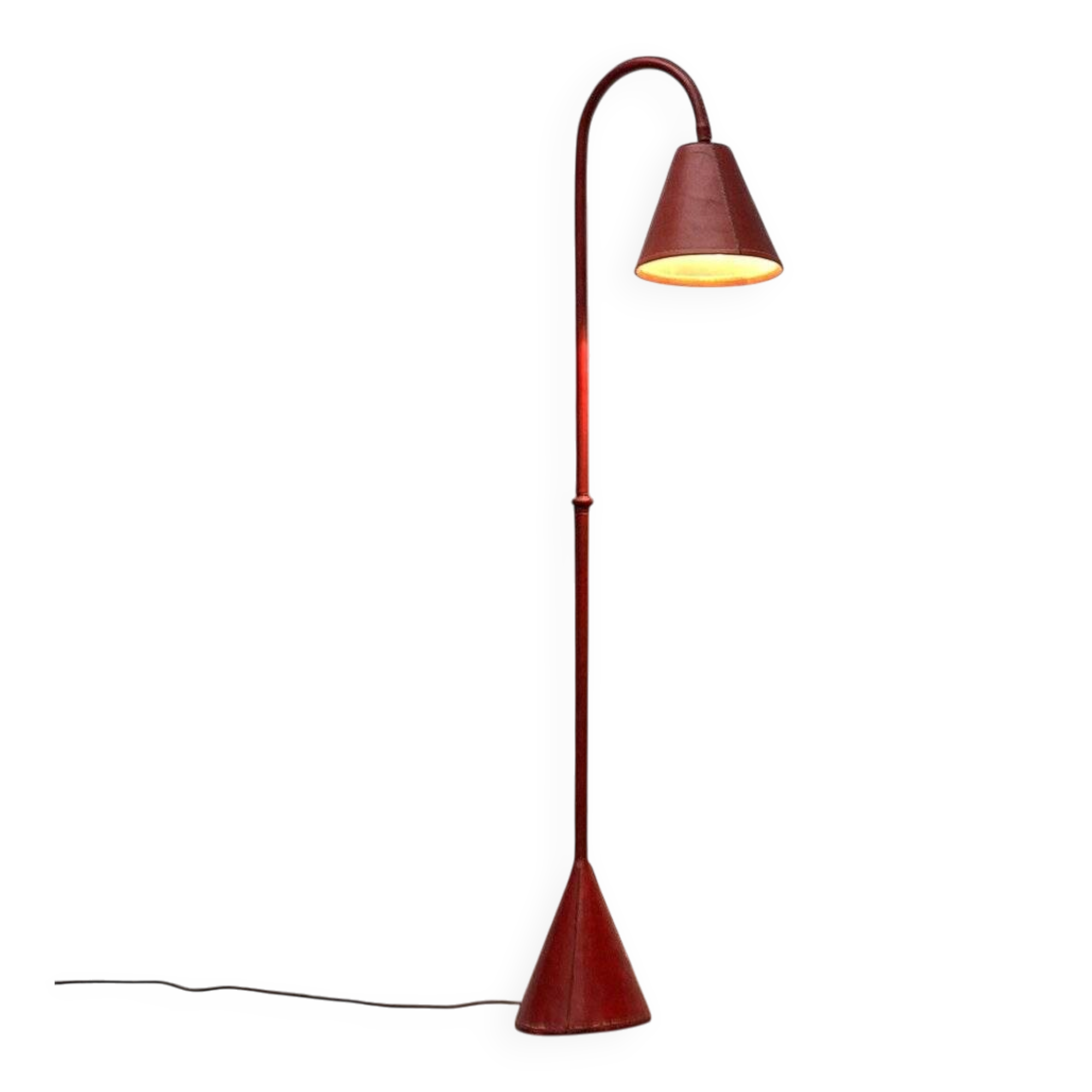 Mid-century leather floor lamp by Jacques Adnet for Valenti, Spain, 1960s.