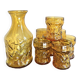 7 amber glasses and carafe Italy 70s