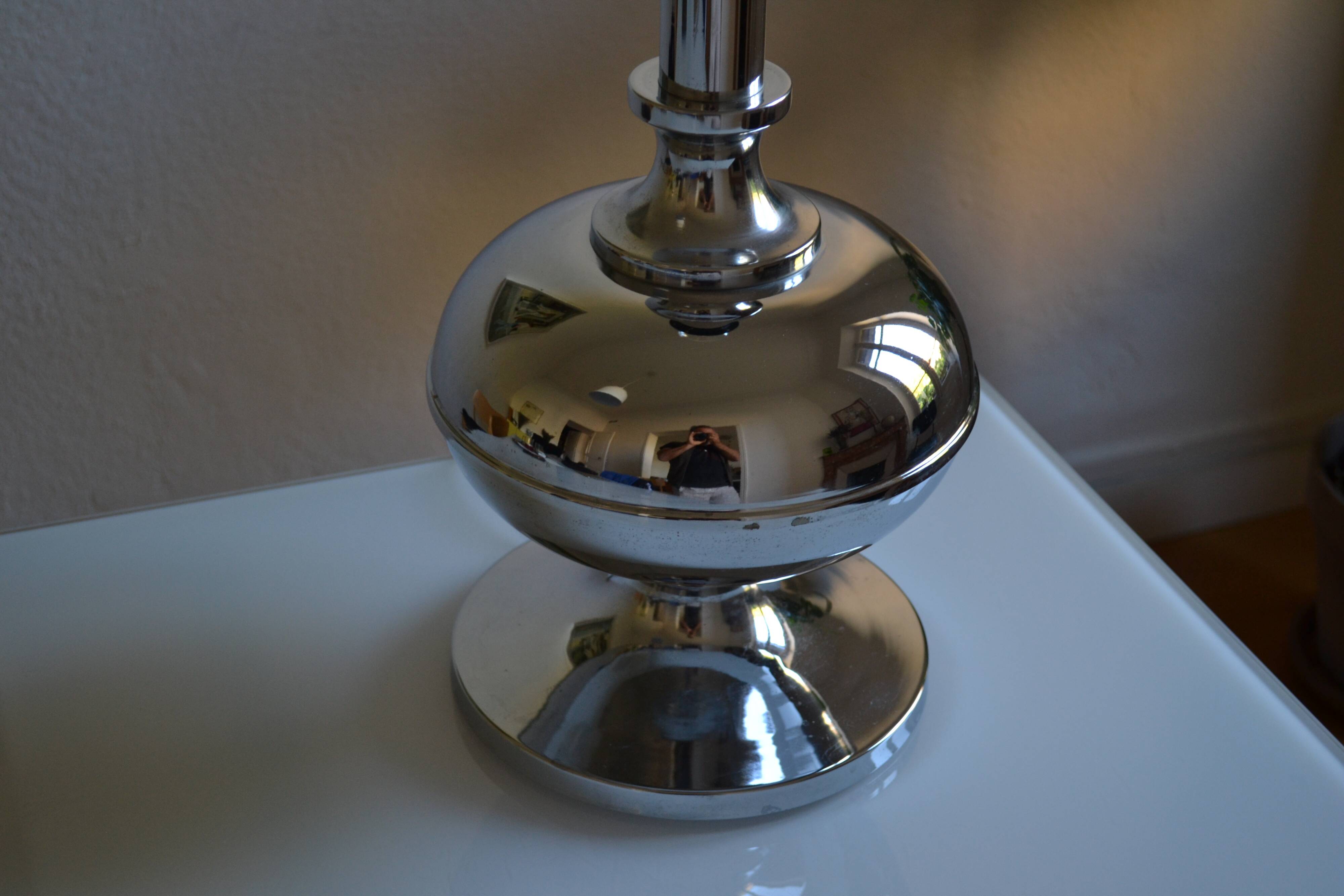 Large chrome metal lamp base 1970s vintage 70's space age