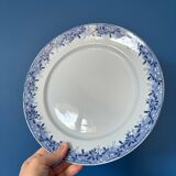 Set of 3 Sarreguemines mimosa blue vintage earthenware flat plates