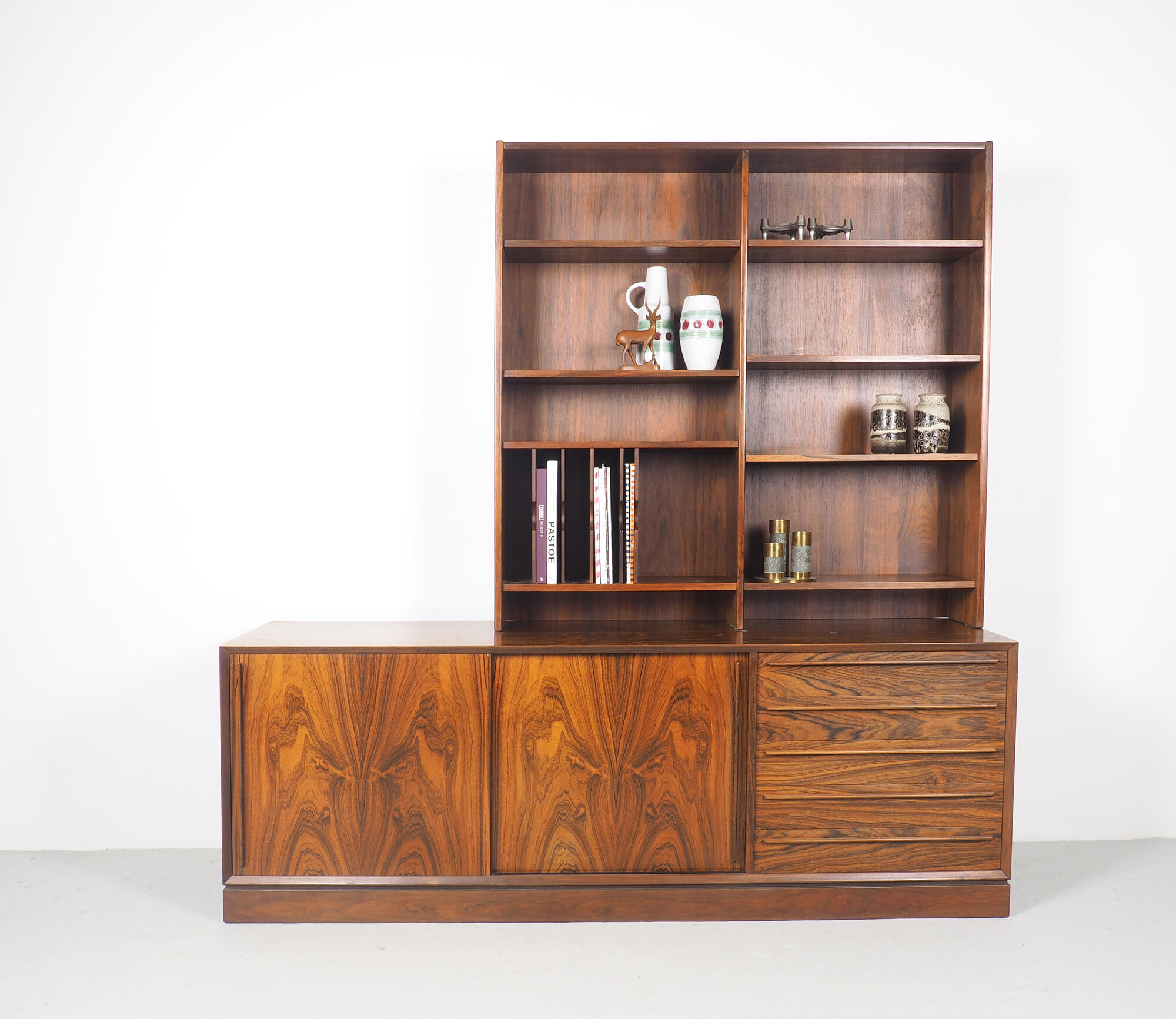 HP Hansen rosewood sideboard with bookcase, 1960's