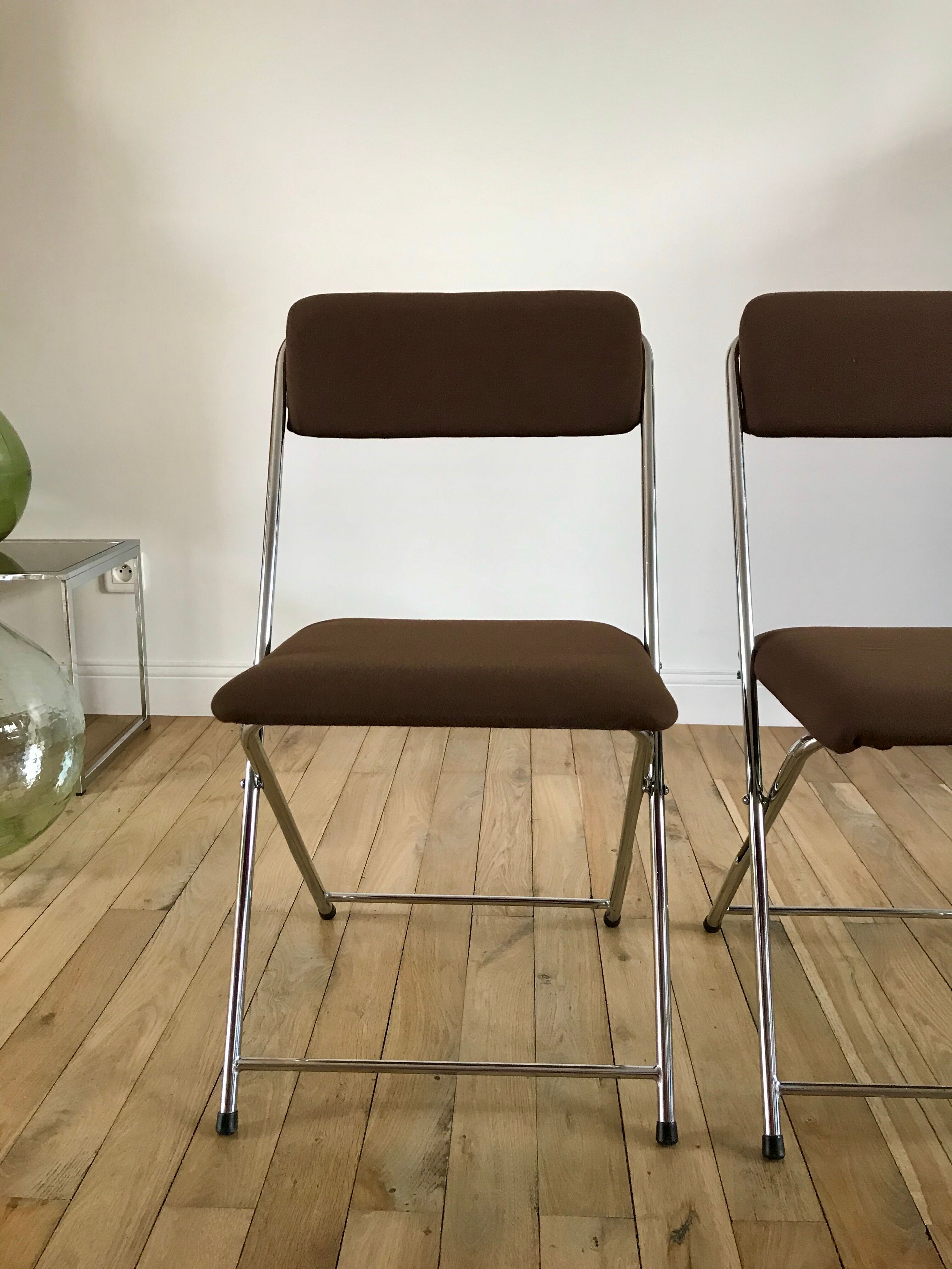 Pair of folding chairs eyrel made in france 1970s