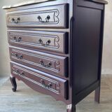 Louis XV style commode renovated - natural wood top and deep stain