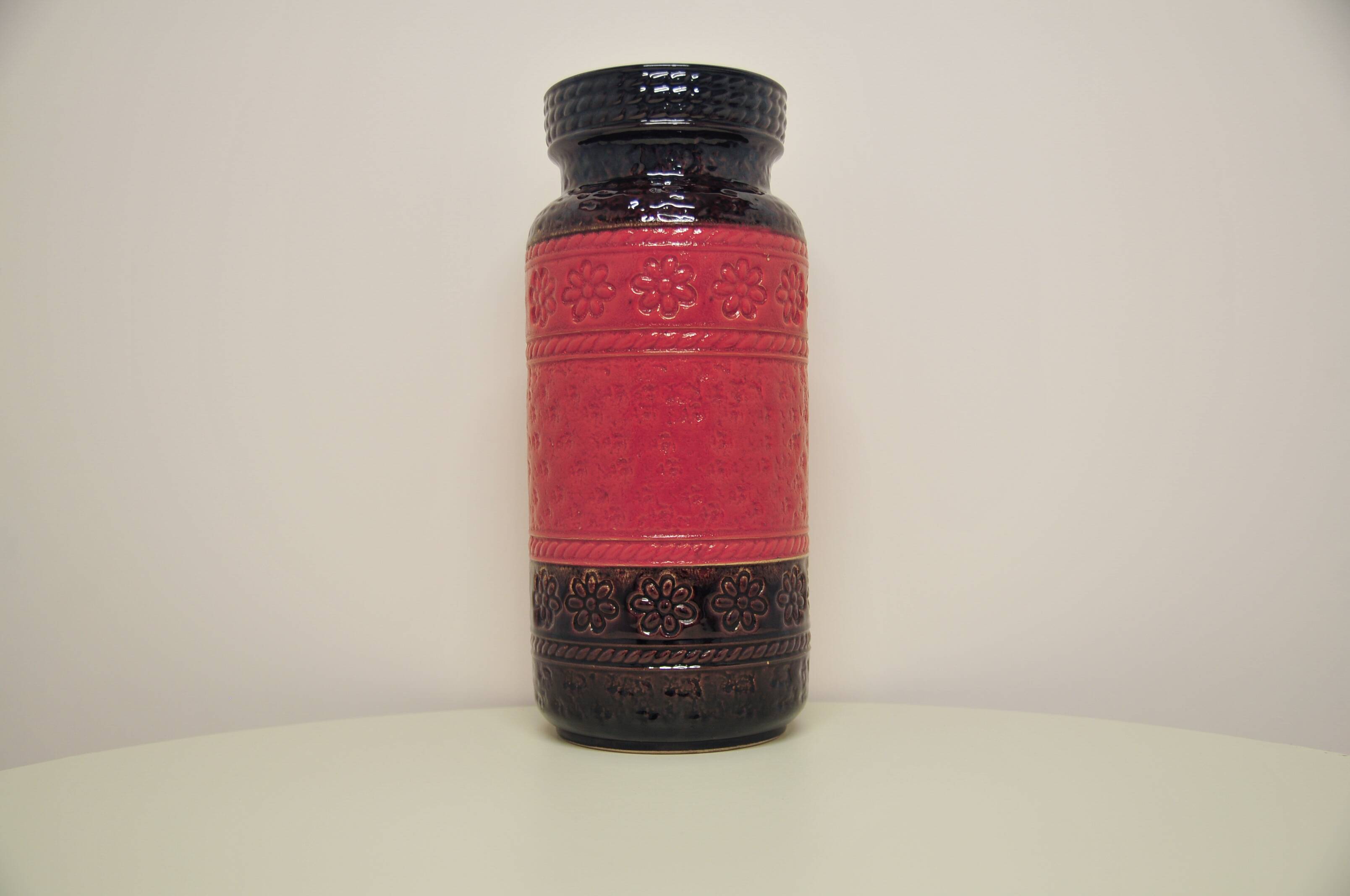 vintage large brown & red West Germany vase Bay