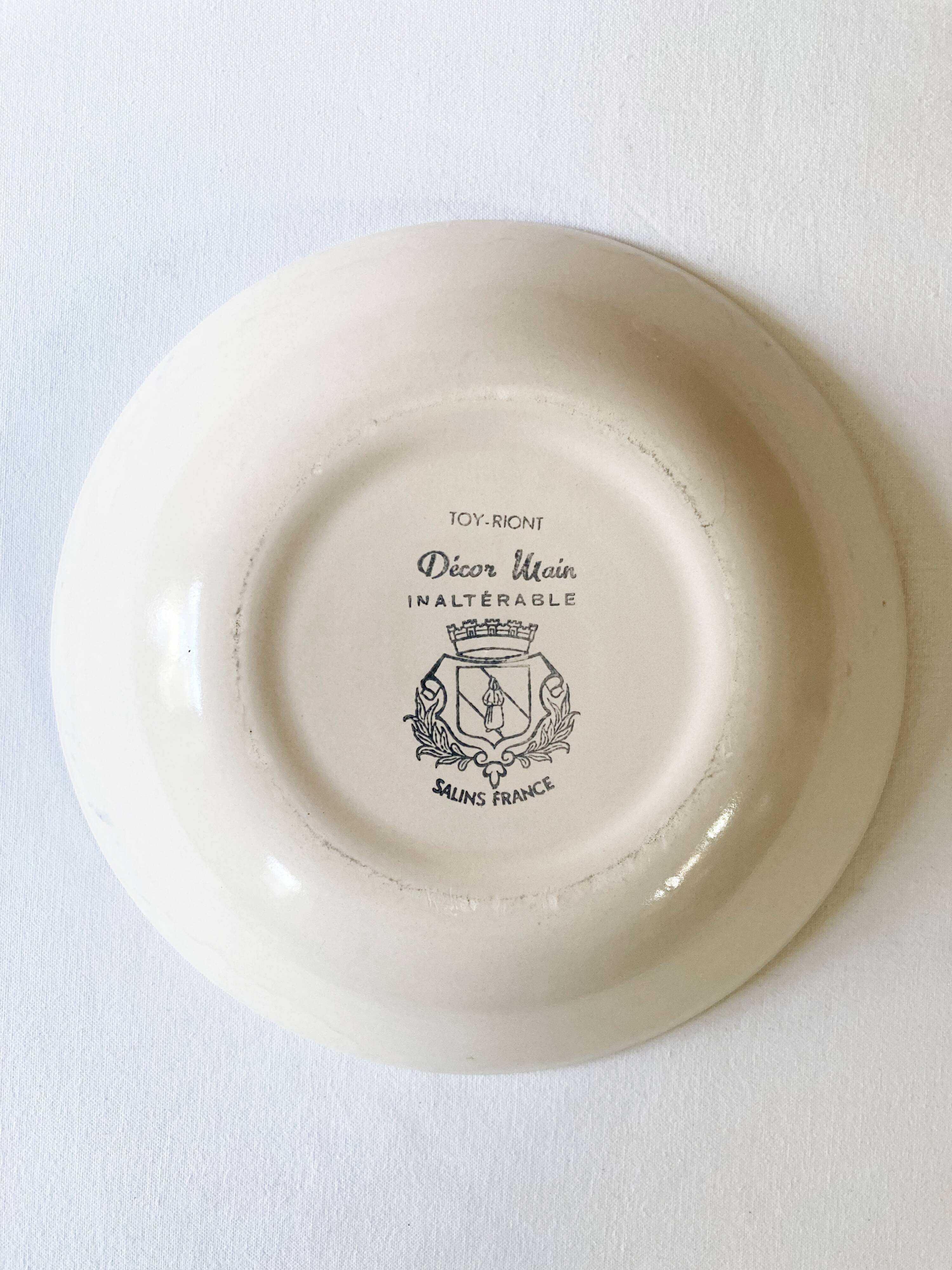 9 soup plates by Toy-Riont, Salins earthenware
