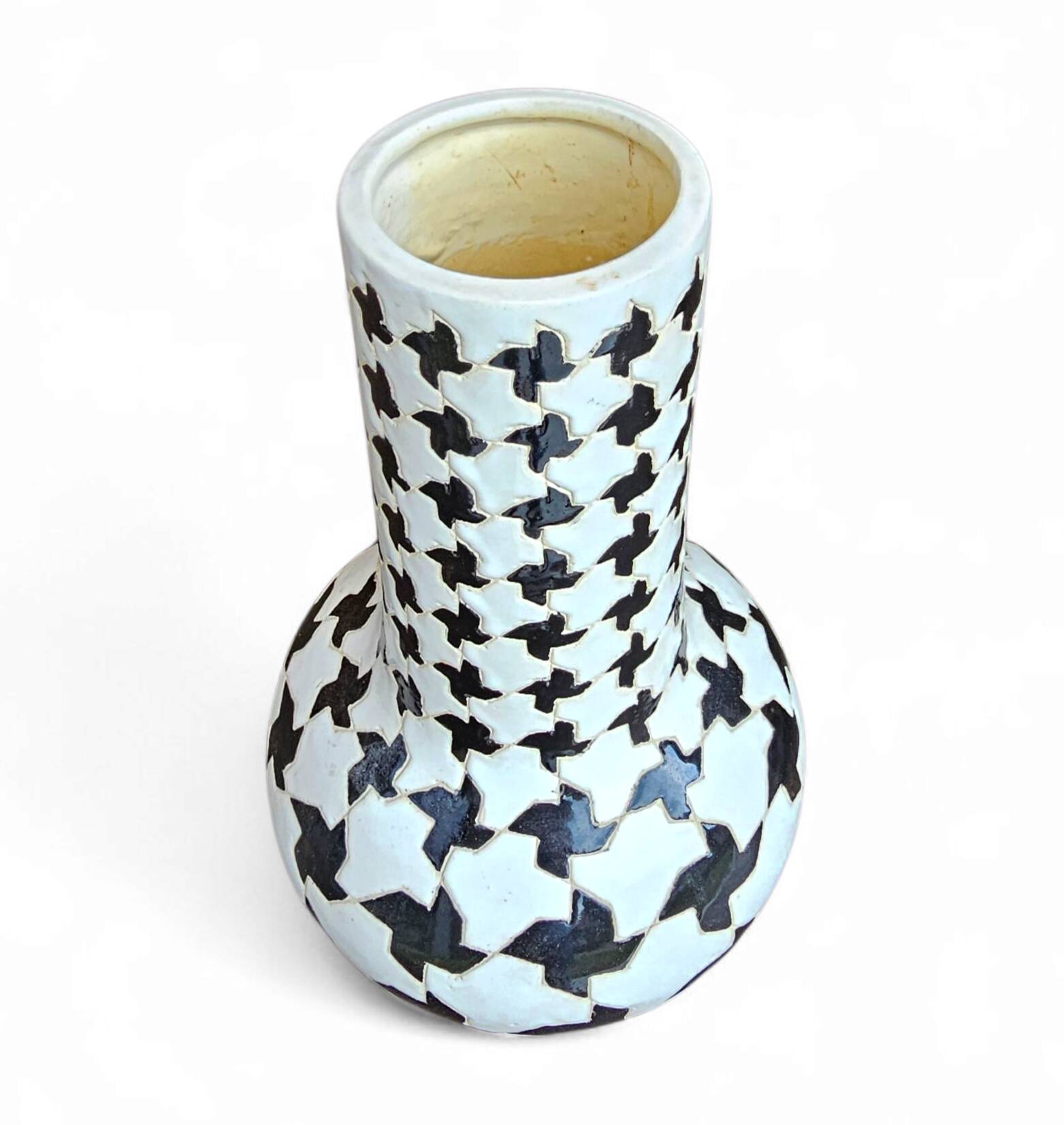 2 x ceramic / Pied de Poule vases / 1980s