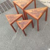 4 nesting tables in solid rosewood and Asian marquetry