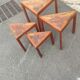 4 nesting tables in solid rosewood and Asian marquetry