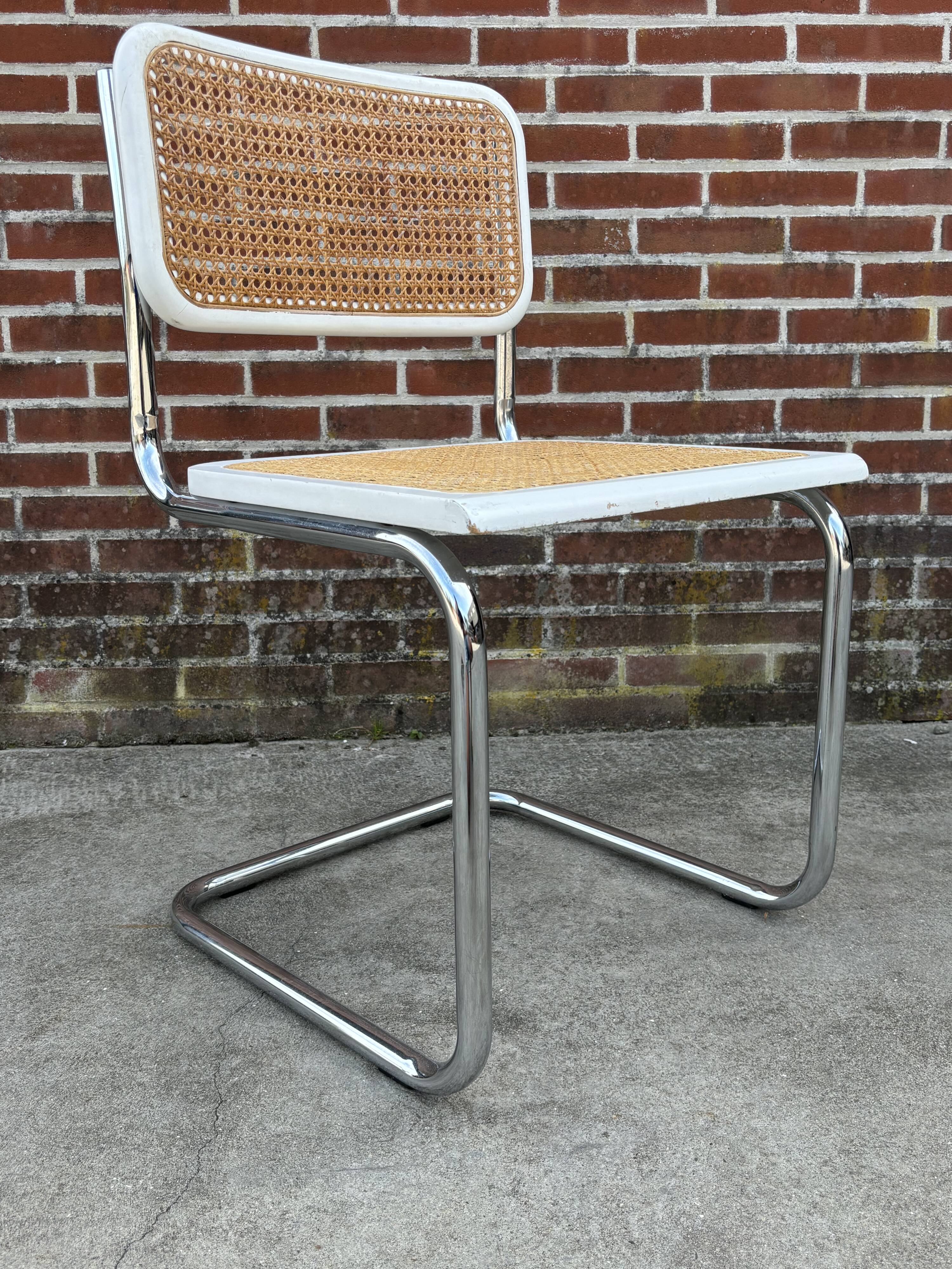 Cesca design chair model b32 in chrome white