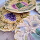 Lot de 9 assiettes à dessert en barbotine Sarreguemines France décor fruits