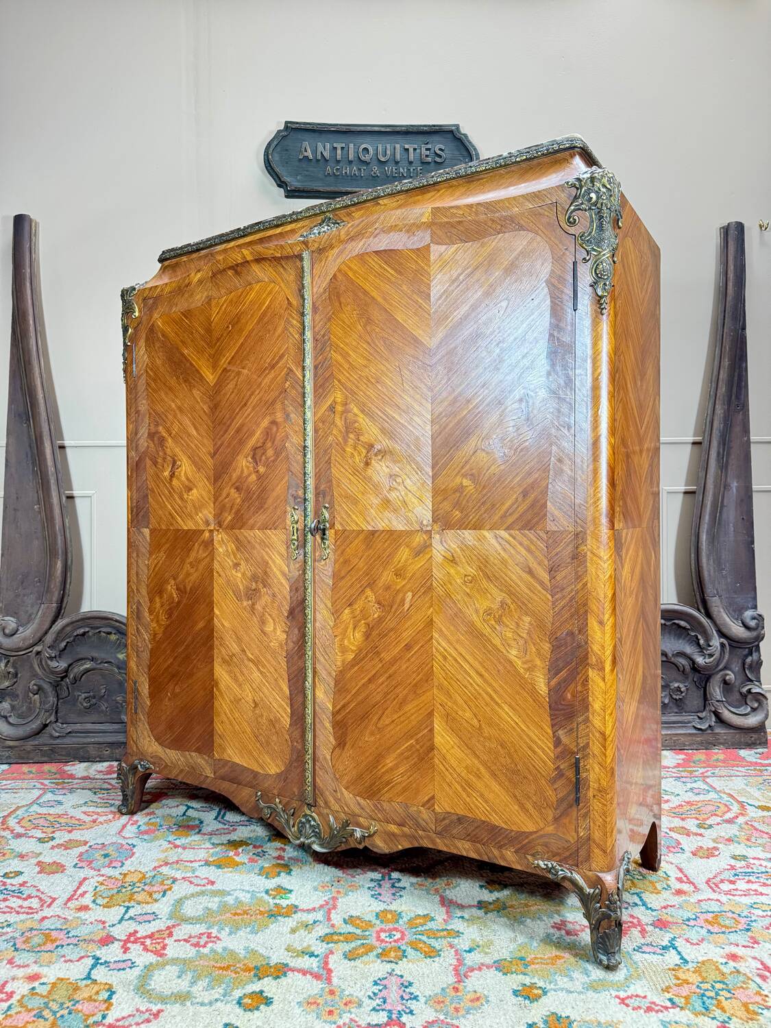 Maison Jansen, Louis XV Style Marquetry Bookcase Stamped XI
