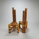 Set of 2 vintage bamboo side chairs, 1970