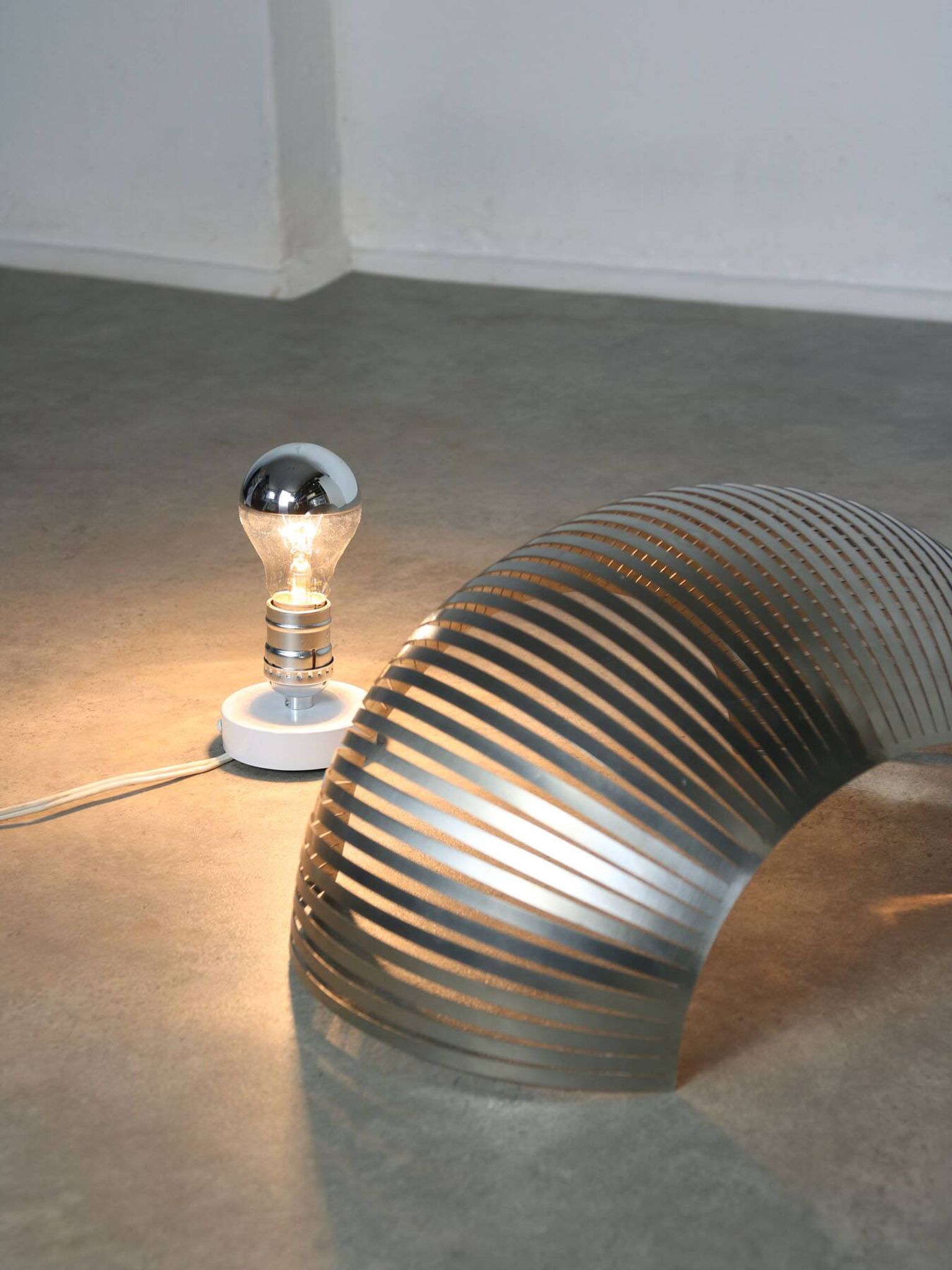 Vintage modernist stainless steel wall or table lamp
