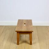 Wooden stool low rectangular seat ash wood