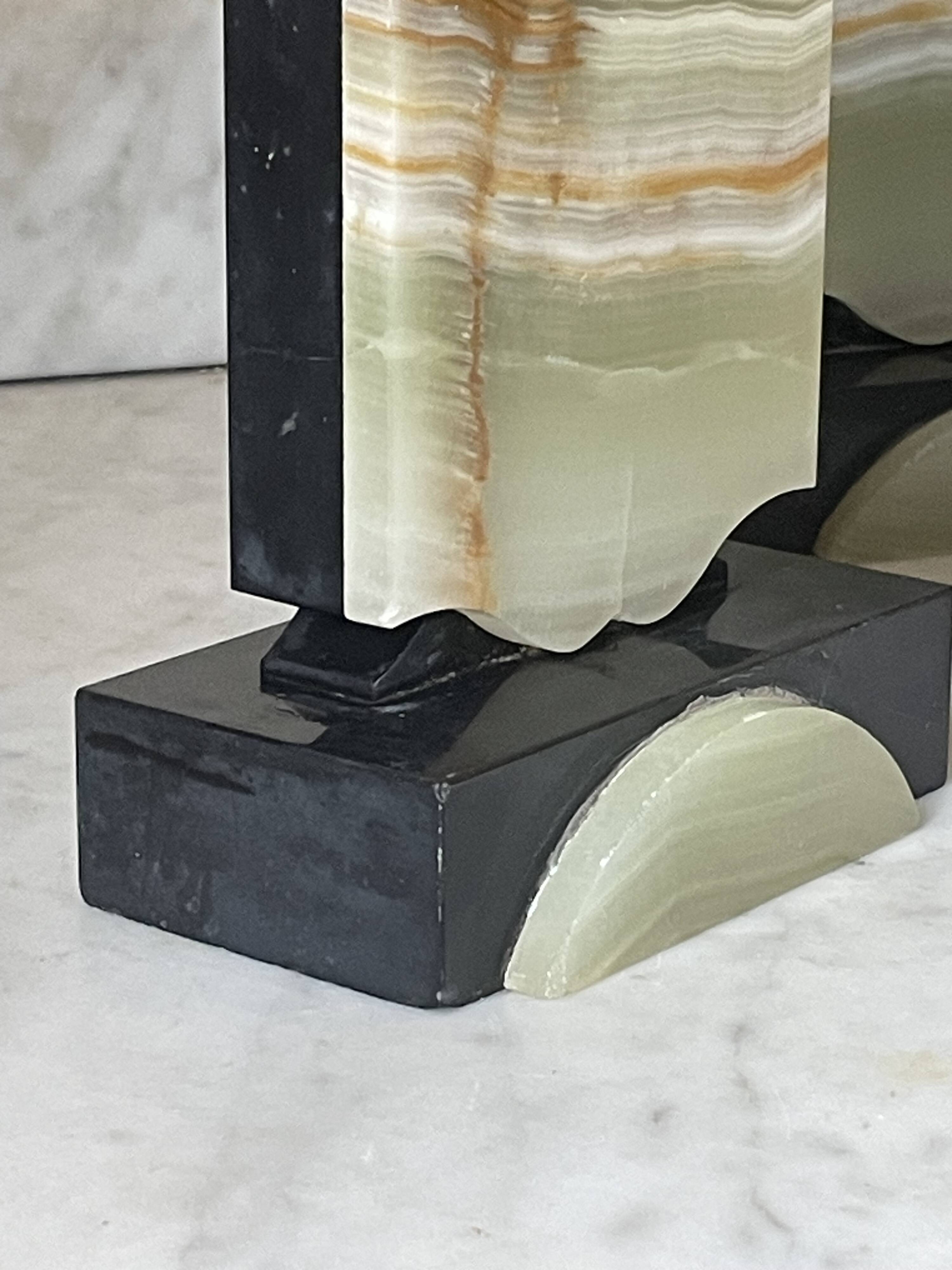 Art Deco onyx and marble bookends