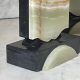 Art Deco onyx and marble bookends