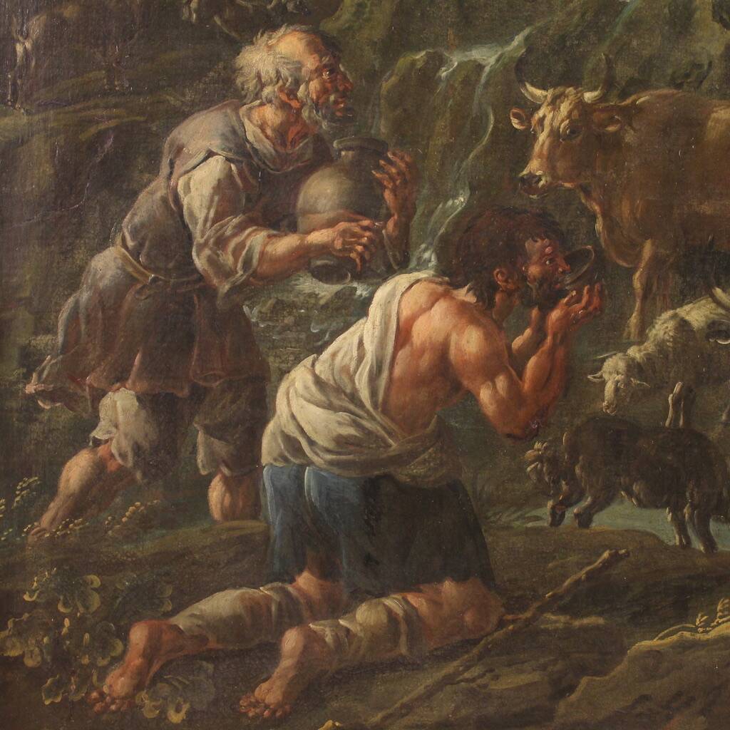 Great painting from the 18th century, Moses Striking the Rock