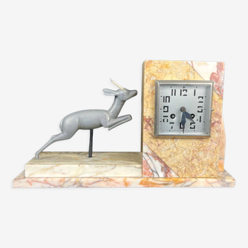 Pendule en marbre avec antilope en régule art déco début XXème