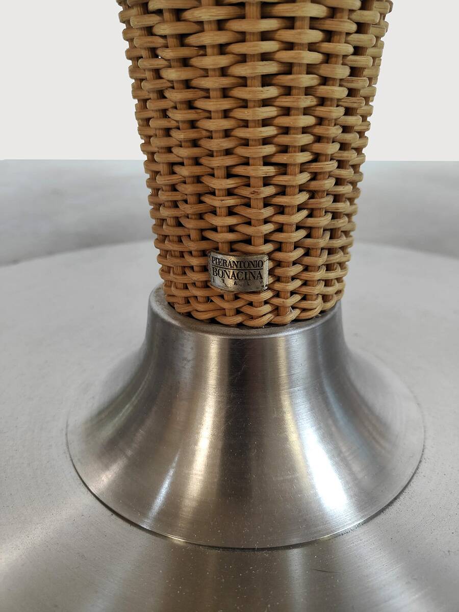 Vintage Italian Tito Agnoli wicker dining table Bonacina Pierantonio