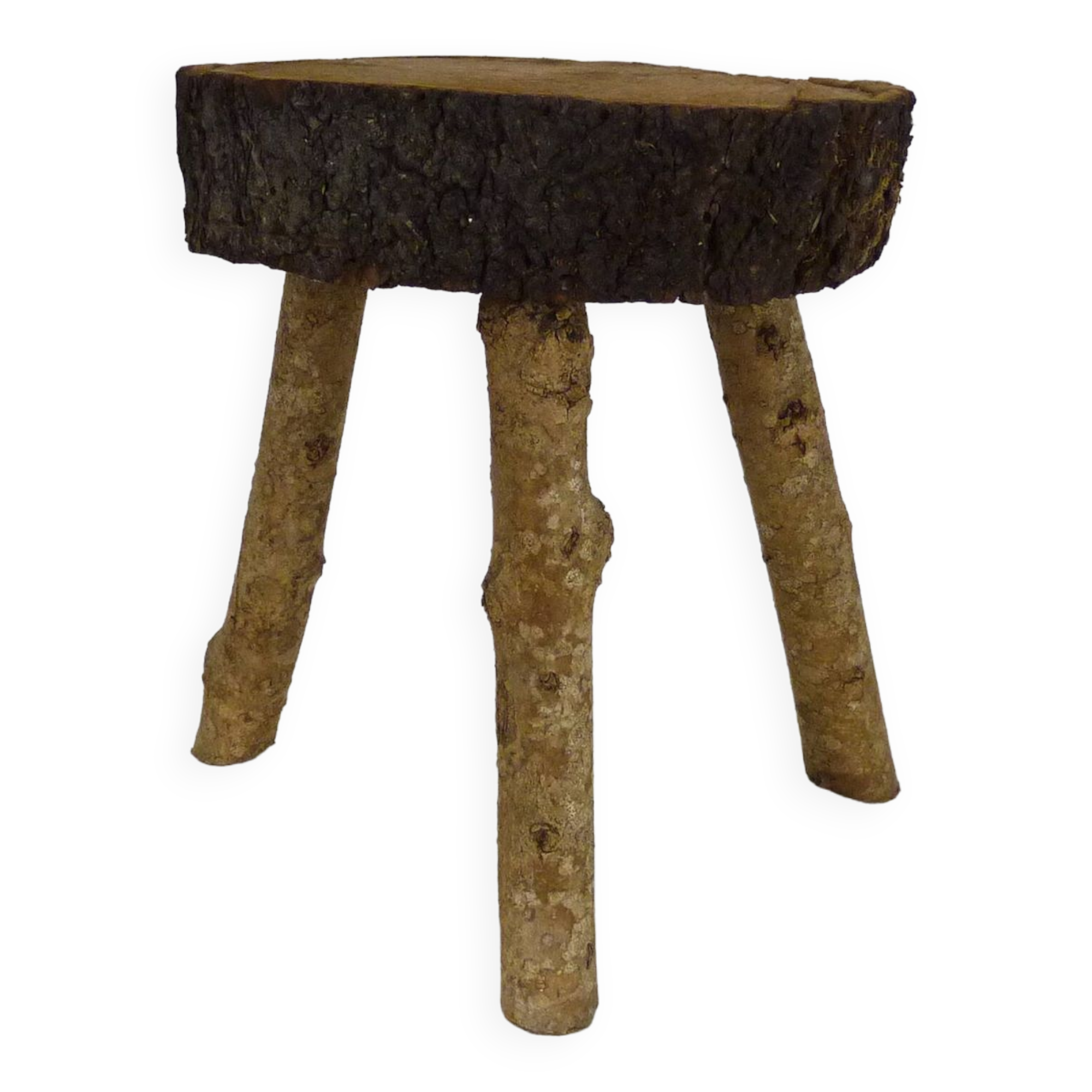 Tripod oak milking stool, Ariège peasant art, France (19th century)