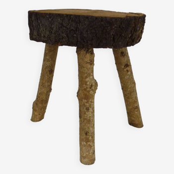 Tripod oak milking stool, Ariège peasant art, France (19th century)