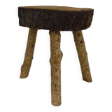 Tripod oak milking stool, Ariège peasant art, France (19th century)