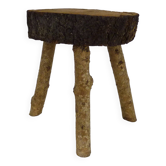 Tripod oak milking stool, Ariège peasant art, France (19th century)