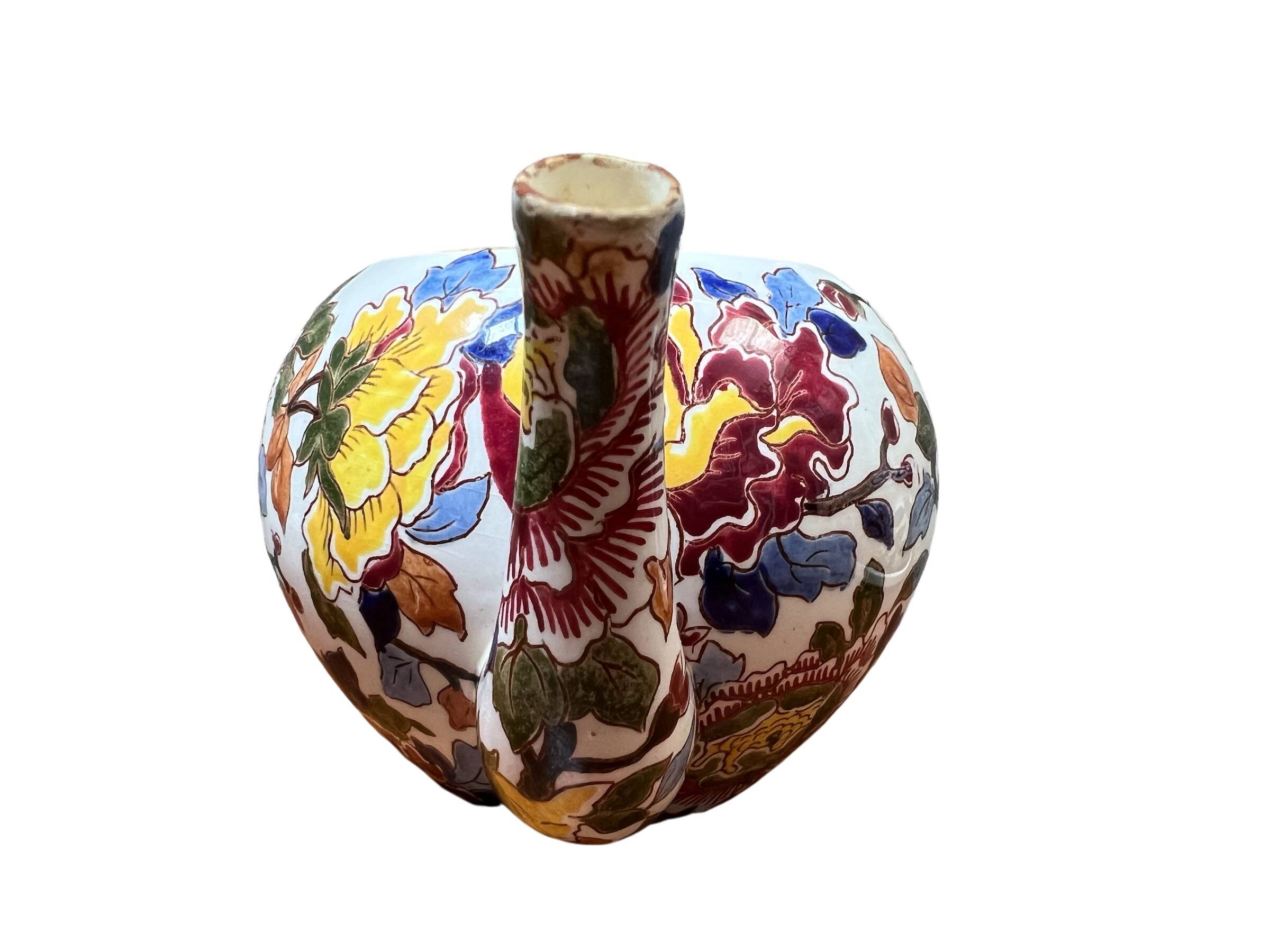 Gien earthenware tea set, peony decoration