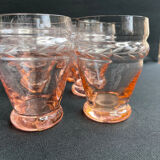 Service for 4 people - Art Deco - Glass or 1/2 pink crystal blown and cut