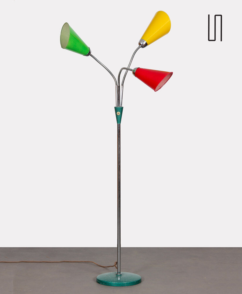 Vintage metal floor lamp published by Lidokov, circa 1960