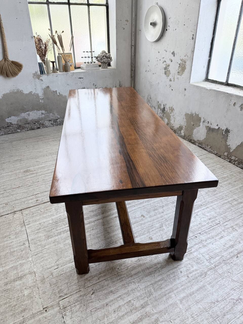 Table de ferme campagne noyer massif XL 250cm