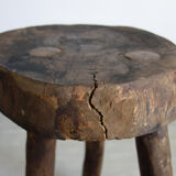 Vintage folk art tripod brutalist stool