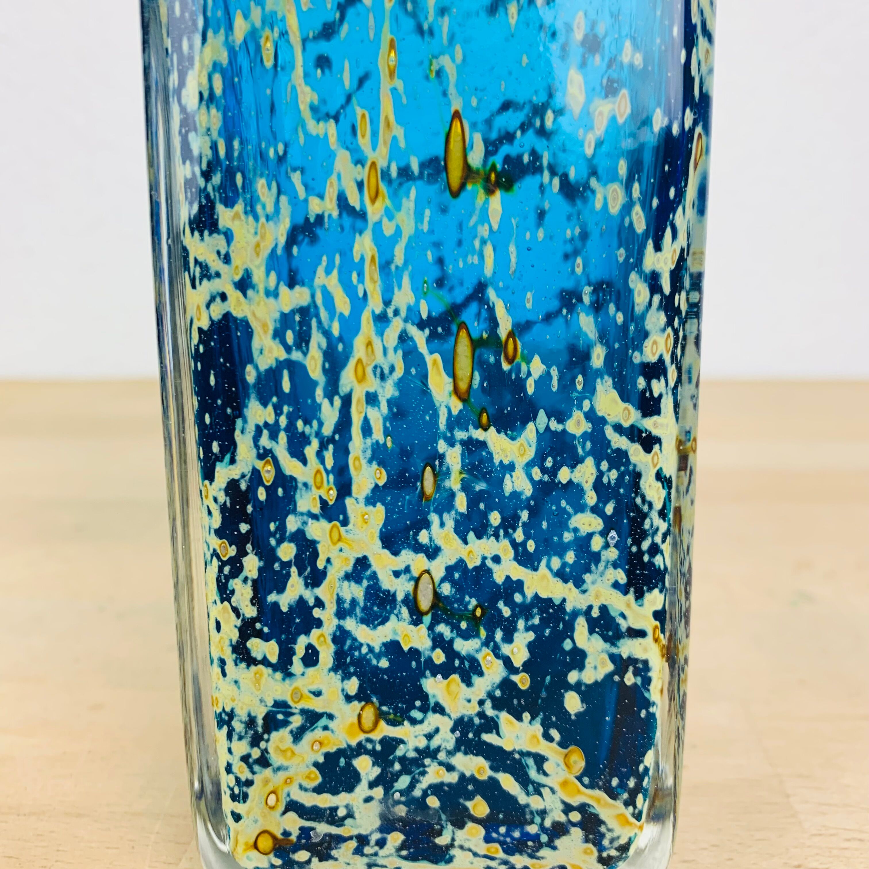 Vase verre Gozo Cittadella bleu et doré