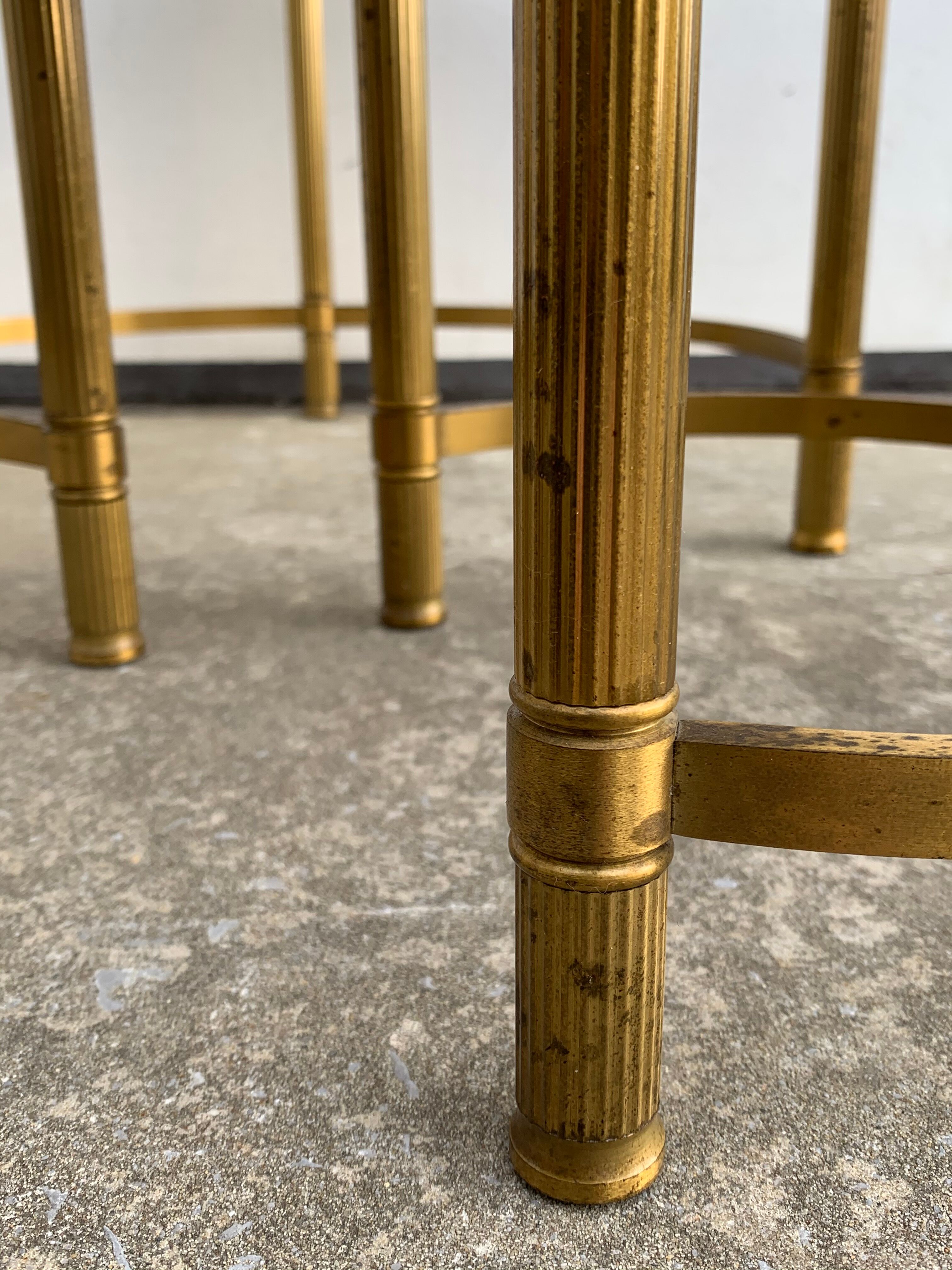 Three round brass tables 1970