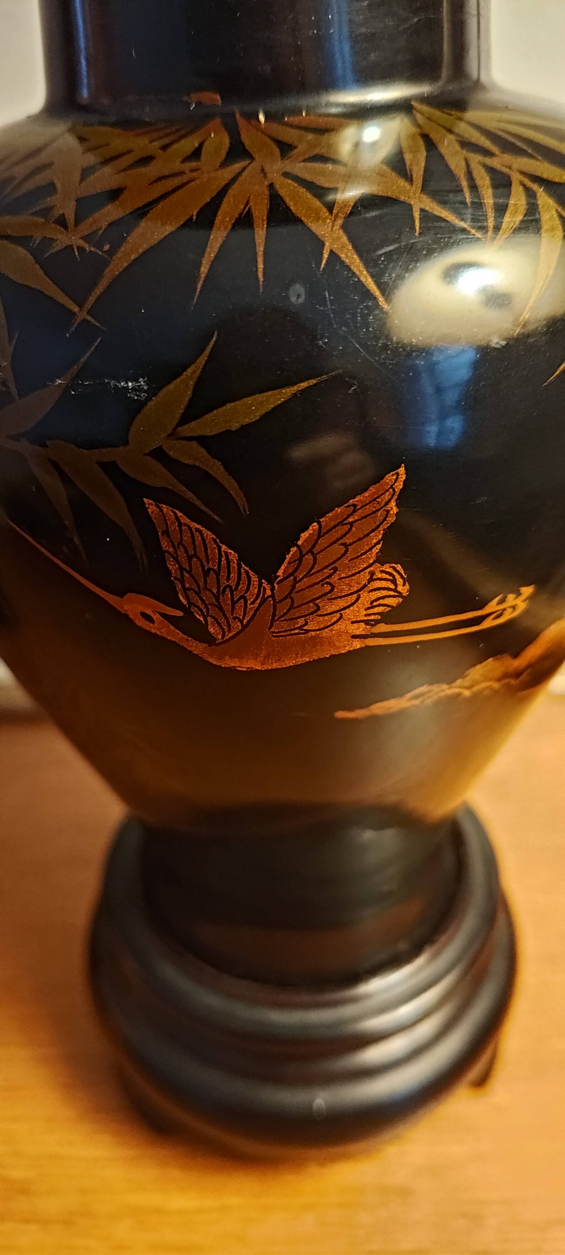Lacquered wooden vase
