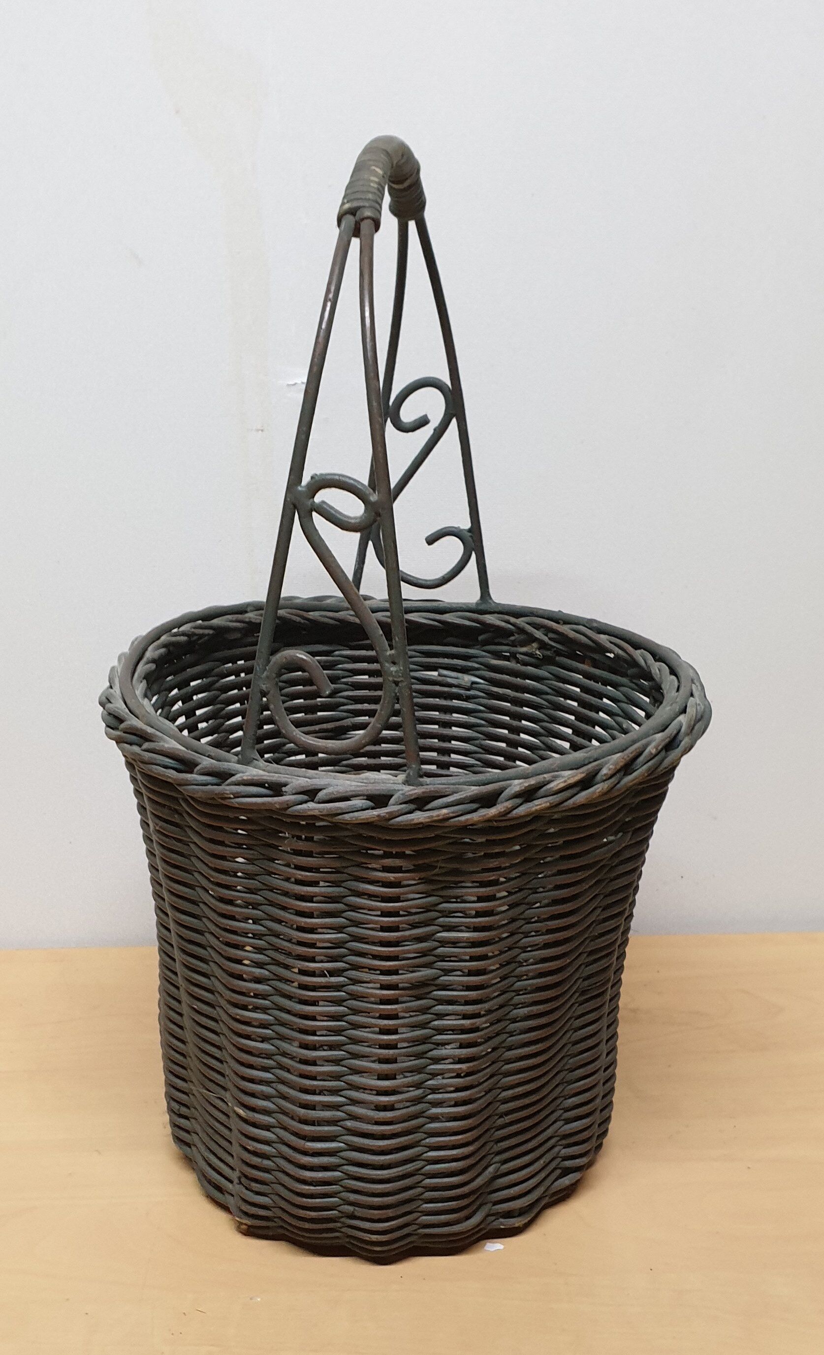 Wicker and metal basket