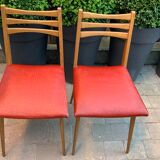 Chaises pieds compas skaï 1960