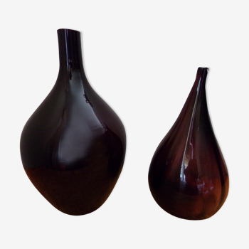 Duo de vase et soliflore en verre